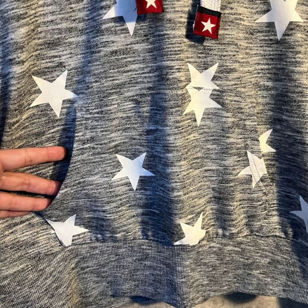 Heathered Grey Reflex White Star Hoodie Size Large - Picture 4 of 6